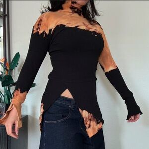 KIKIRIKI acid wash backless turtleneck